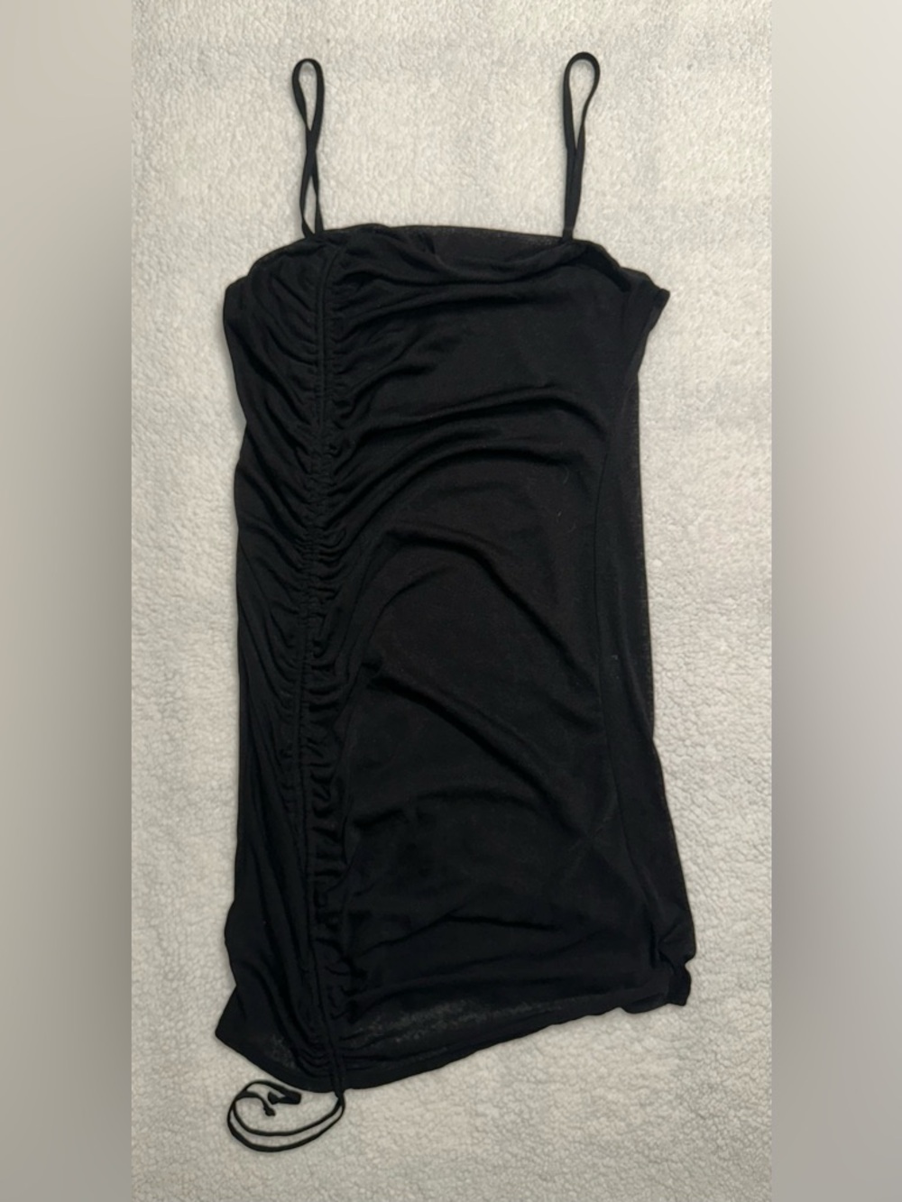 Forever 21 Black Spaghetti Strap Ruched Mini Dress